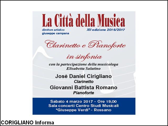 Rossano - Clarinetto e pianoforte in sinfonia a la Citta della Musica