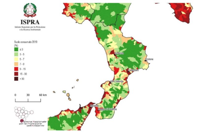 Coldiretti Calabria rapporto Ispra consumo del suolo: in  Calabria 118 ettari consumati nel 2019 + 53 rispetto allanno scorso