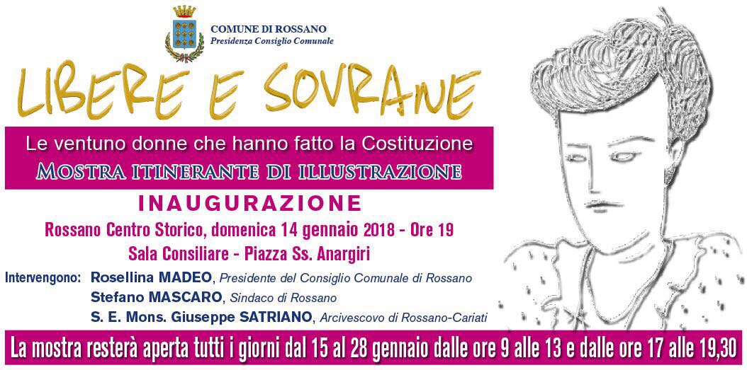 Rossano - Libere e sovrane, 21 donne che hanno fatto la Costituzione