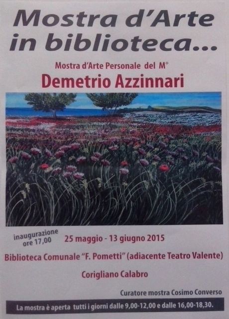 CULTURA, MOSTRA PITTURA MAESTRO AZZINARI