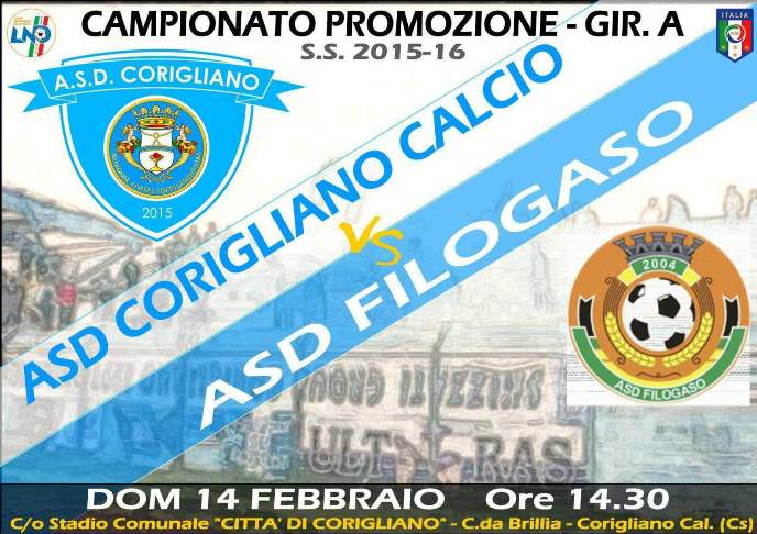 IL CORIGLIANO CALCIO OSPITA IL FILOGASO