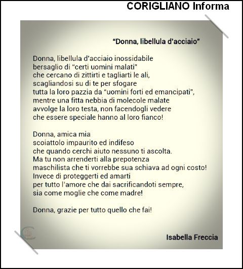  DONNA, LIBELLULA DACCIAIO,  UNA POESIA DI ISABELLA FRECCIA 