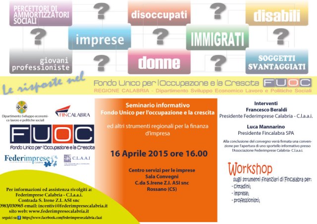 FUOC, DOMANI SEMINARIO INFORMATIVO DA FEDERIMPRESE