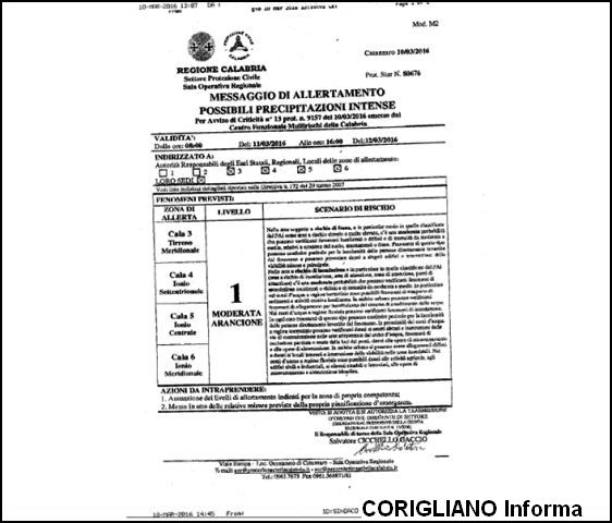 MESSAGGIO DI ALLERTAMENTO, POSSIBILI PRECIPITAZIONI INTENSE