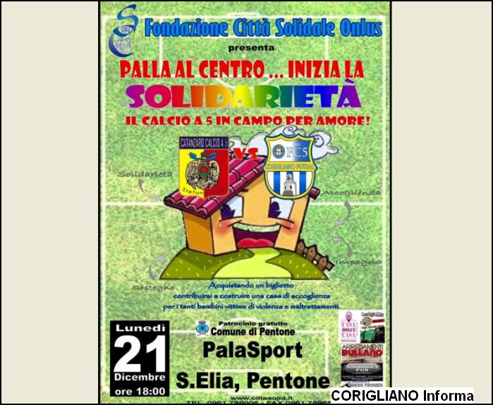 CATANZARO E CORIGLIANO IN CAMPO PER LA SOLIDARIETA! TUTTI AL PALASANTELIA 