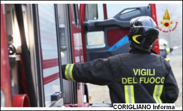 Corigliano, abitazione distrutta dalle fiamme in localit Mandria del Forno