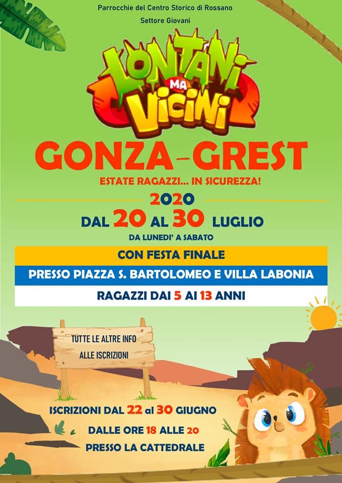 Corigliano-Rossano: Aperte le iscrizioni al Gonza-Grest