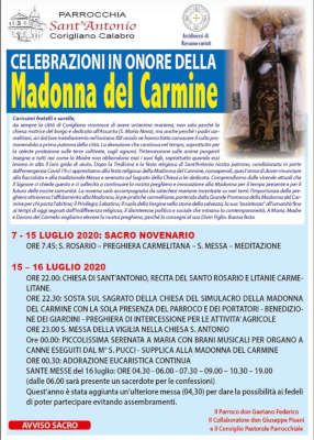 Corigliano-Rossano: Novena e Festa della Madonna del Carmine a Corigliano Calabro