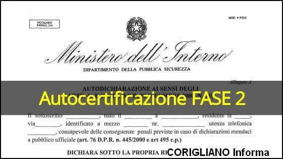 Coronavirus. Fase 2, ecco il nuovo modulo per lautocertificazione 