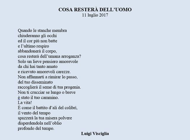 Cosa rester delluomo, poesia di Luigi Visciglia