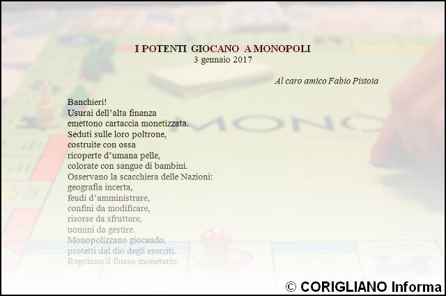I POTENTI GIOCANO A MONOPOLI, poesia di Luigi Visciglia