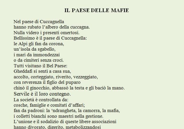 Il paese delle mafie, componimento di Luigi Visciglia