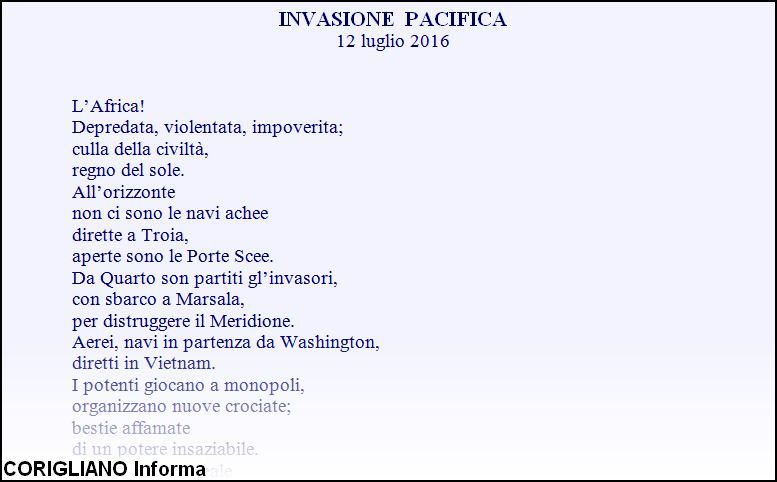 INVASIONE PACIFICA, la nuova poesia di Luigi Visciglia