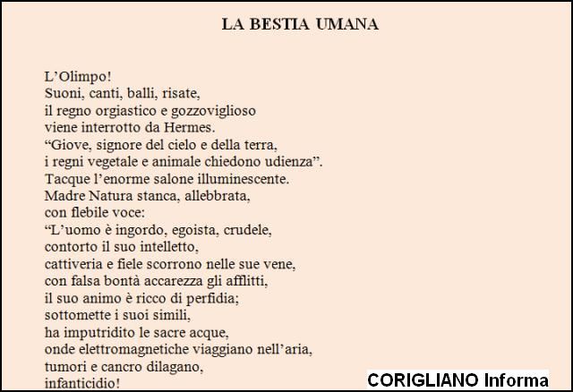 La bestia umana, componimento di Luigi Visciglia