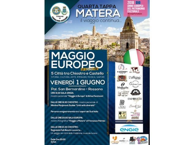 Maggio Europeo, venerd 1 giugno Matera