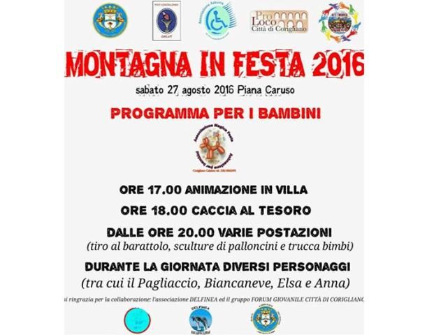 Montagna in Festa, stilato un programma anche per i bambini