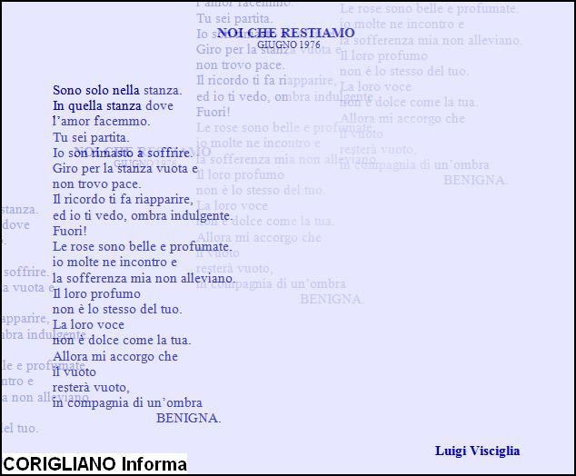 NOI CHE RESTIAMO, nuova Poesia di Luigi Visciglia