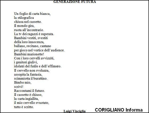 POESIA GENERAZIONE FUTURA DI LUIGI VISCIGLIA