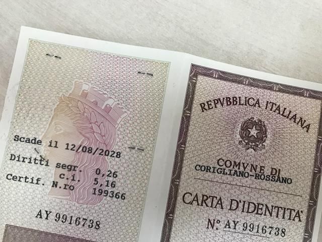 Prima Carta Identit Corigliano Rossano