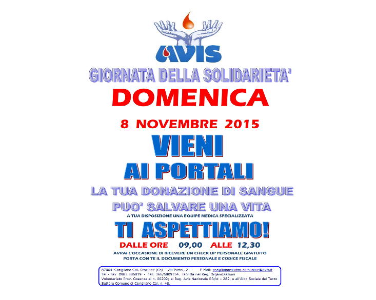 AVVISO RACCOLTA SANGUE