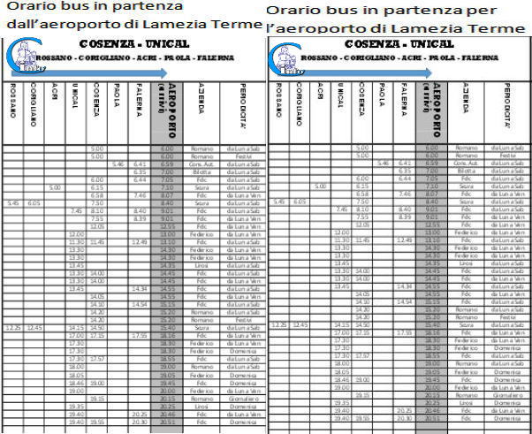 DA OGGI AUMENTANO GLI AUTOBUS IN TRANSITO DALLAEROPORTO DI LAMEZIA TERME