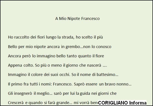 “A Mio Nipote Francesco“, Poesia di Franco Sosto 