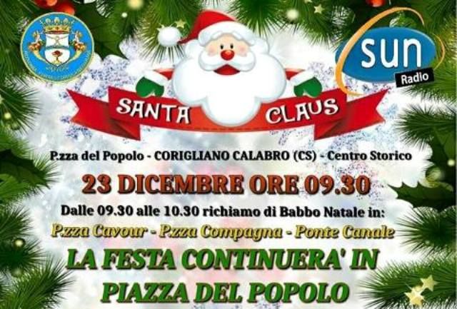 Corigliano, arriva Babbo Natale a Piazza del Popolo