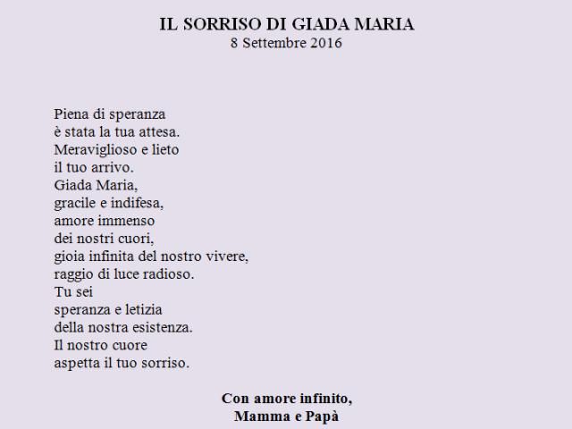 Poesia “IL SORRISO DI GIADA MARIA“. Componimento di due genitori