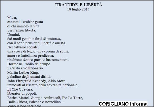 Poesia “Tirannide e libertà“ di Luigi Visciglia