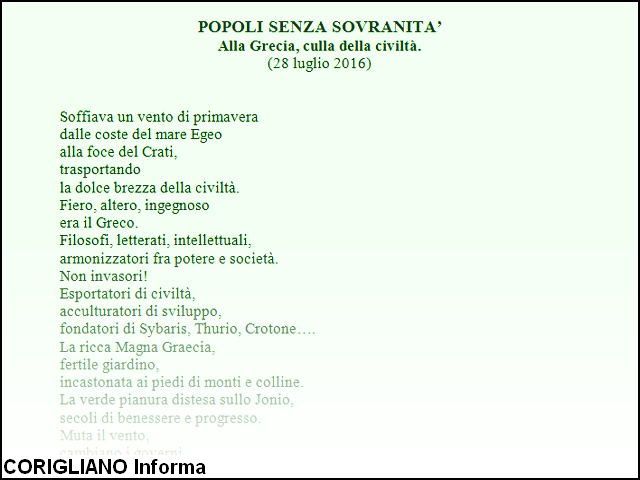 “POPOLI SENZA SOVRANITA’“, nuova poesia di Luigi Visciglia